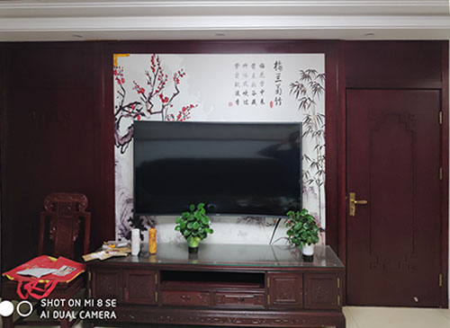 廊坊中式家庭装修电视柜效果展示